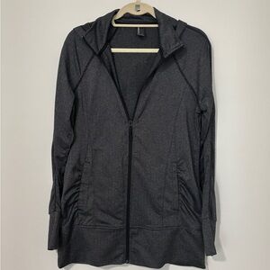 Mondetta Charcoal Gray & Black Hooded Herringbone Jacket Size L